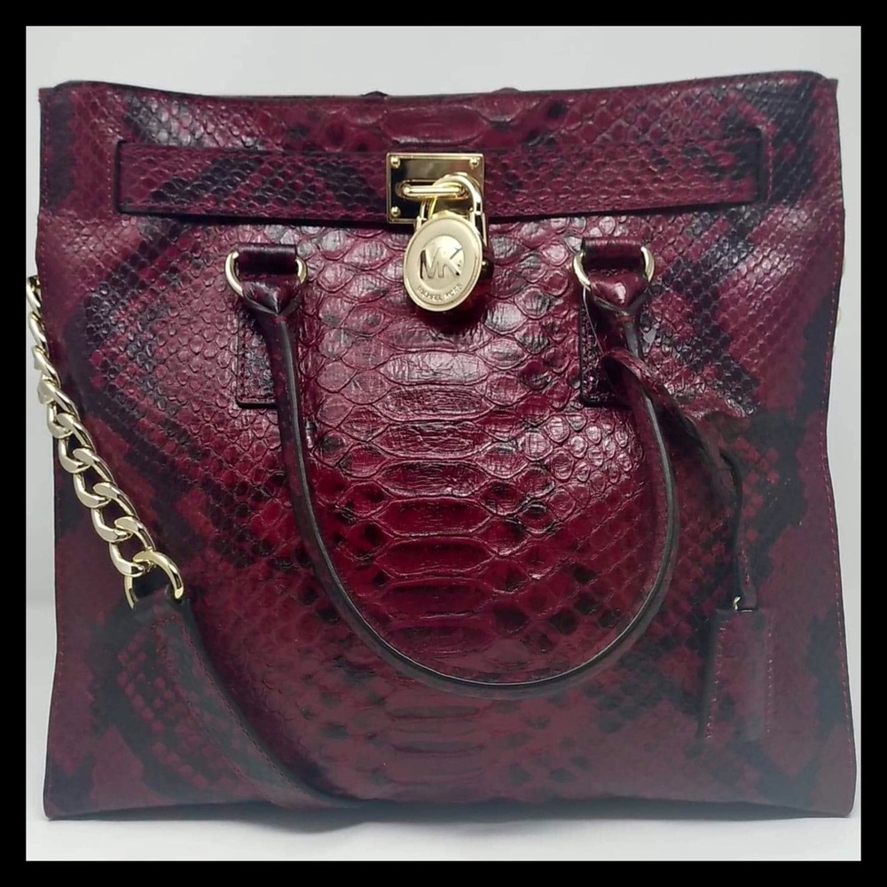 NWT Michael Kors Large Hamilton Snake Print Tote - Picture 2 of 14